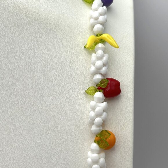 Vintage Fruit Necklace Retro Beaded 26 inch Mid Century - Picture 11 of 13